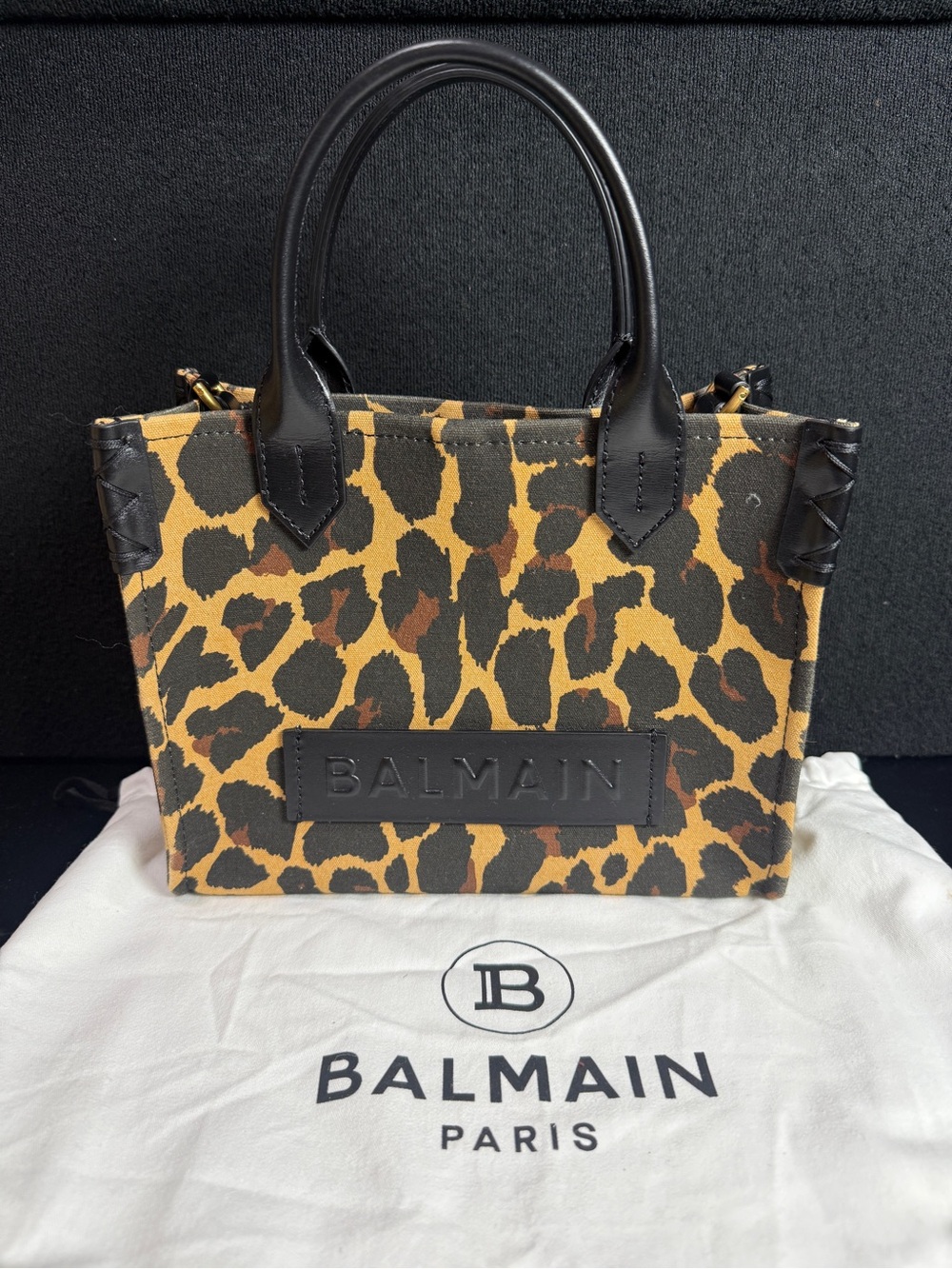Balmain Leopard-Print Tote in Brown and Black